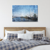 Garnalen boten op Biloxi Back Bay Canvas Afdruk (Insitu (Slaapkamer))