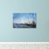 Garnalen boten op Biloxi Back Bay Canvas Afdruk (Insitu (Houten vloer))