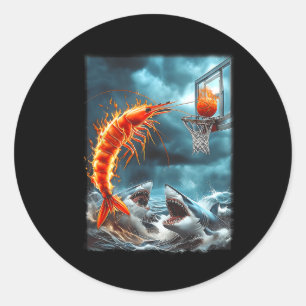 Garnalen die op haaien duiken Funny Ocean Sketll M Ronde Sticker