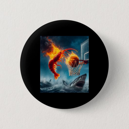 Garnalen Dopen Op Haai Grappige Visvangst Meme  Ronde Button 5,7 Cm (Voorkant)
