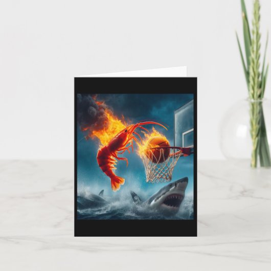 Garnalen Dunking op haai Funny Vissen Meme Kaart (Voorkant)