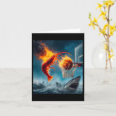 Garnalen Dunking op haai Funny Vissen Meme Kaart (Gele Bloem)