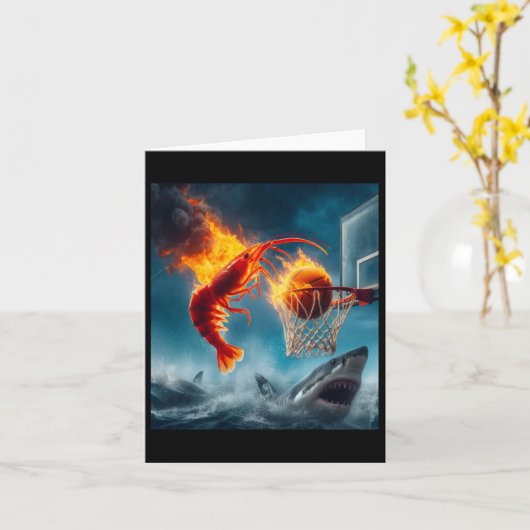 Garnalen Dunking op haai Funny Vissen Meme Kaart (Gele Bloem)