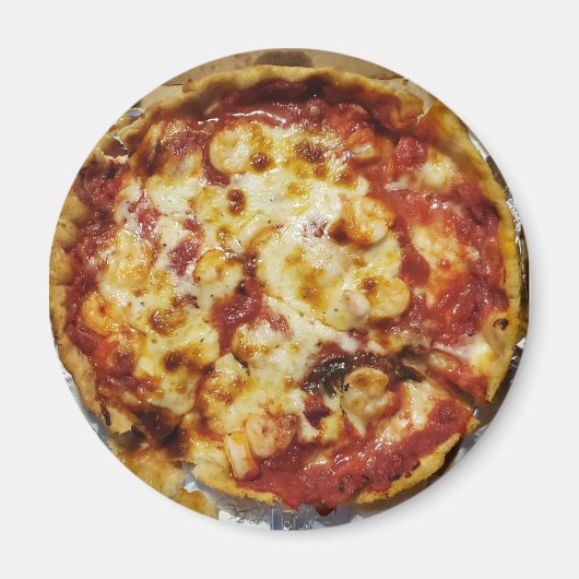 Garnalen en Kaas Pizza Voedsel Magneet (Voorkant)