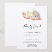 Garnalen en oesters - Waterverf op zaterdag uitnod Kaart (Voorkant / Achterkant)