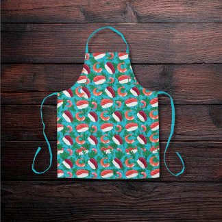 Garnalen en sushi blauw schort