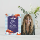 Garnalen koken verjaardagsfeestje zeevruchten krab kaart (Staand voorkant)