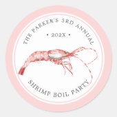 Garnalen Koken | Zeevocht Thema Feest Ronde Sticker (Voorkant)