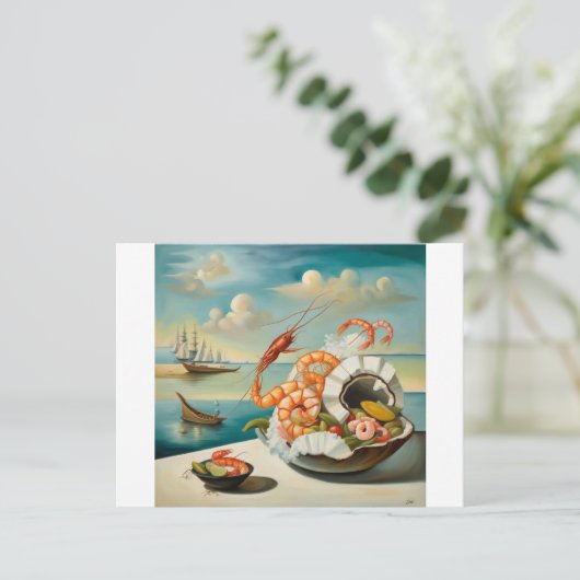 Garnalen kokossalade briefkaart (Staand voorkant)