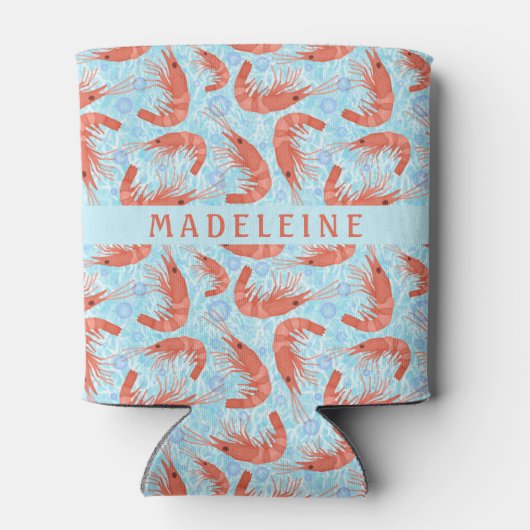 Garnalen Koraal Ocean Bubbles Nautisch Zee Blauw Blikjeskoeler (Achterkant)