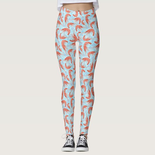 Garnalen Koraal Zee belletjes Nautisch Lt Blauw Leggings (Voorkant)