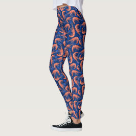 Garnalen koraal Zee Bubbles Nautical Navy Blue Leggings
