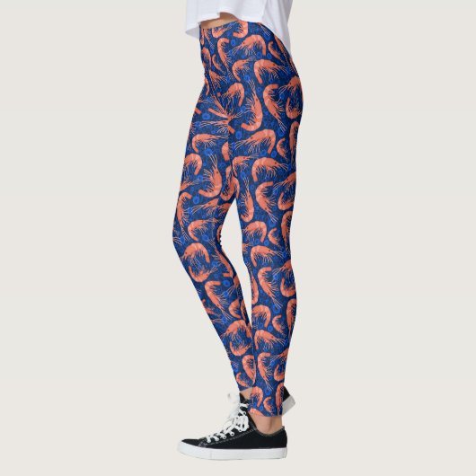 Garnalen koraal Zee Bubbles Nautical Navy Blue Leggings (Links)