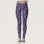 Garnalen koraal Zee Bubbles Nautical Navy Blue Leggings (Voorkant)