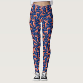 Garnalen koraal Zee Bubbles Nautical Navy Blue Leggings