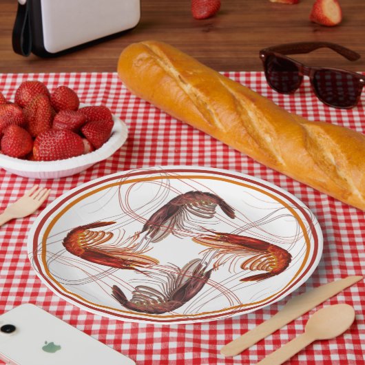 Garnalen Lange Antennes Garnalen Vis Papieren Bordje (Picknick)