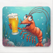 Garnalen met een glas bier onder water muismat (Voorkant)