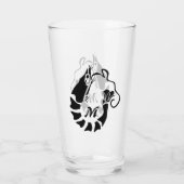 Garnalen monogram in een zwarte Stencil stijl Glas (Achterkant)