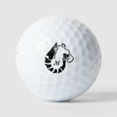 Garnalen monogram in een zwarte Stencil stijl Golfballen (Voorkant)
