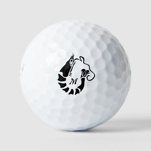 Garnalen monogram in een zwarte Stencil stijl Golfballen (Voorkant)