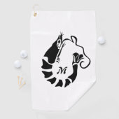 Garnalen monogram in een zwarte Stencil stijl Golfhanddoek (Insitu)