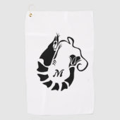 Garnalen monogram in een zwarte Stencil stijl Golfhanddoek (Voorkant)