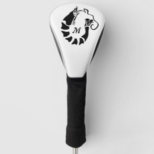Garnalen monogram in een zwarte Stencil stijl Golfheadcover