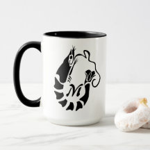 Garnalen monogram in een zwarte Stencil stijl