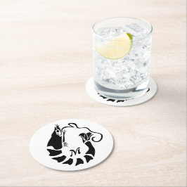 Garnalen monogram in een zwarte Stencil stijl Ronde Kartonnen Onderzetter