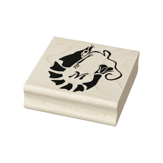 Garnalen monogram in een zwarte Stencil stijl Rubberstempel (Stempel)