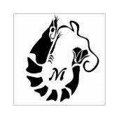 Garnalen monogram in een zwarte Stencil stijl Rubberstempel (Afrduk)