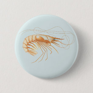 Garnalen of Reuzen Garnalen, Oude Zeedieren Oceaan Ronde Button 5,7 Cm