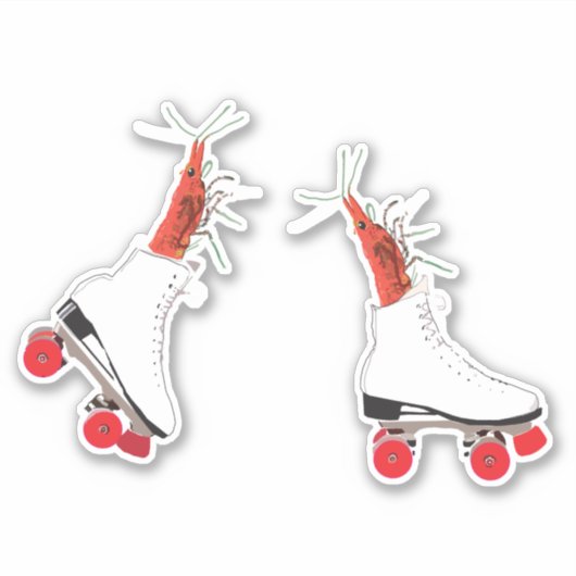 Garnalen op Schaats Sticker (Voorkant)