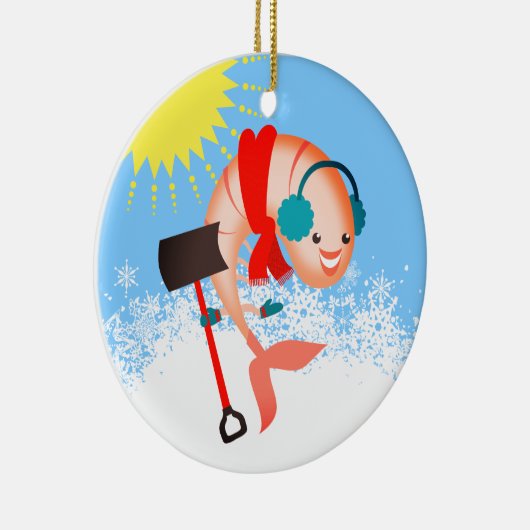 Garnalen sneeuw en schaal- en schelpdieren kerstve keramisch ornament (Rechts)