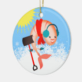 Garnalen sneeuw en schaal- en schelpdieren kerstve keramisch ornament (Links)