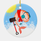 Garnalen sneeuw en schaal- en schelpdieren kerstve keramisch ornament (Achterkant)