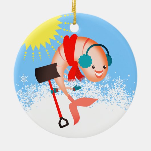 Garnalen sneeuw en schaal- en schelpdieren kerstve keramisch ornament (Achterkant)