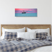 Garnalen vissen bij zonsondergang canvas afdruk (Insitu (Slaapkamer))
