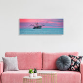 Garnalen vissen bij zonsondergang canvas afdruk (Insitu (Woonkamer))