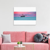 Garnalen vissen bij zonsondergang canvas afdruk (Insitu (Woonkamer))