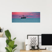 Garnalen vissen bij zonsondergang poster (Thuiskantoor)