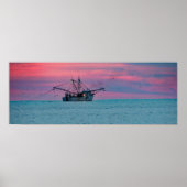 Garnalen vissen bij zonsondergang poster (Voorkant)