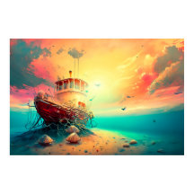 Garnalenboot bij zonsondergang