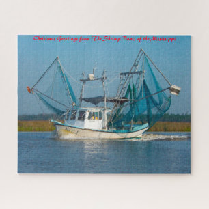 Garnalenboot Mississippi. Kerstgroeten Legpuzzels Legpuzzel