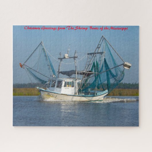 Garnalenboot Mississippi. Kerstgroeten Legpuzzels Legpuzzel (Horizontaal)