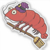 Garnalenheks Rijden op een bezemsteel voor Hallowe Sticker (Voorkant)