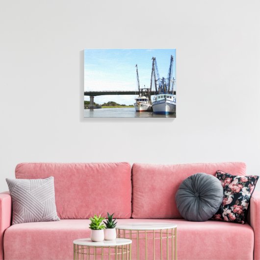 Garnalenschepen afgemeerd canvas afdruk (Insitu (Woonkamer))