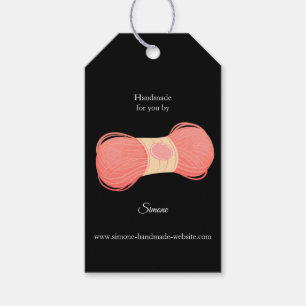 Garnenbrei- en haakwerk handgemaakt van wol cadeaulabel