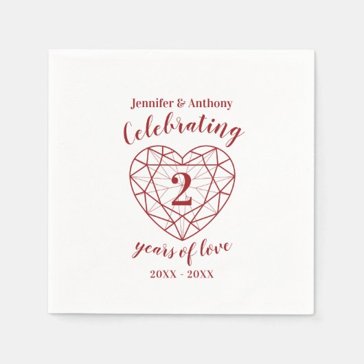 Garnet 2 jaar wit donkerrood servet (Voorkant)