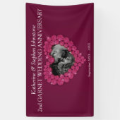 Garnet 2e huwelijksdag donkerrood spandoek (Verticaal)